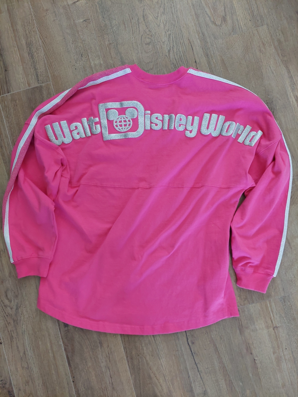 Disney Parks Spirit Jersey Pink Sparkle Women’s Medium Silver Glitter World